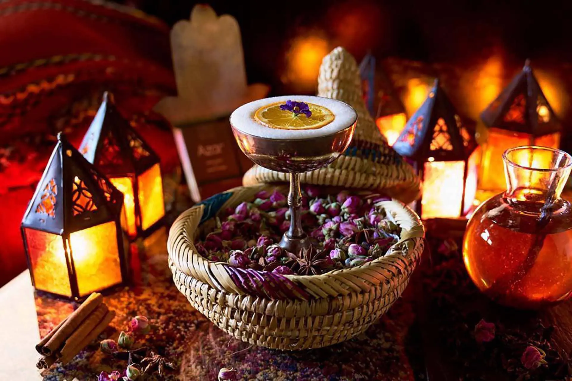 Cocktail with Moroccan lanterns