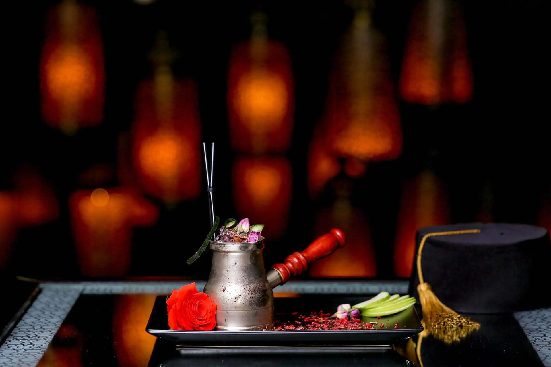 Handcrafted drink on slate