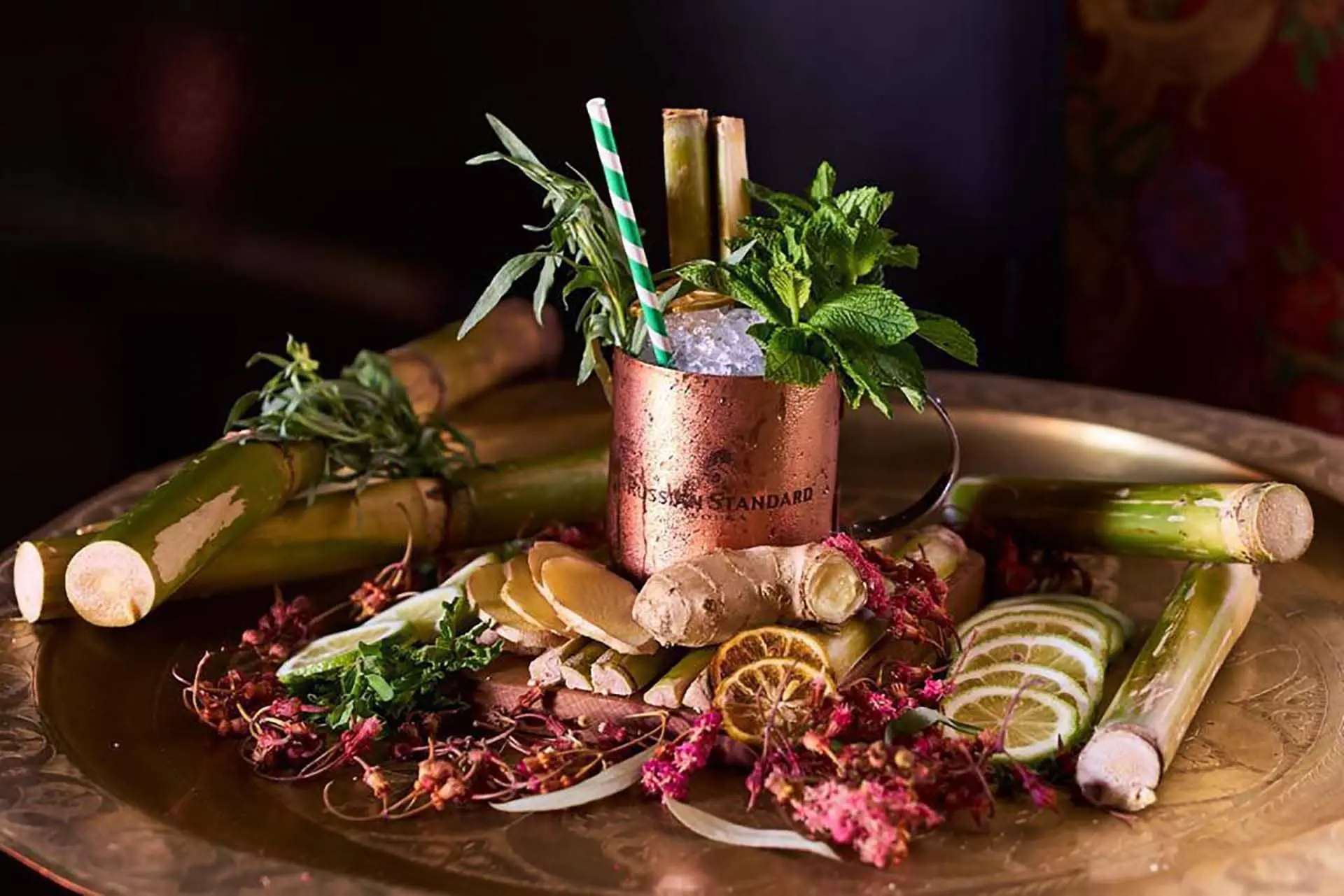 Herb and ginger cocktail